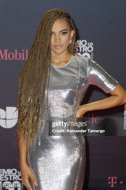 Leslie Grace attends Univision's 30th Edition Of "Premio Lo Nuestro A La Musica Latina" at American Airlines Arena on February 22, 2018 in Miami,...