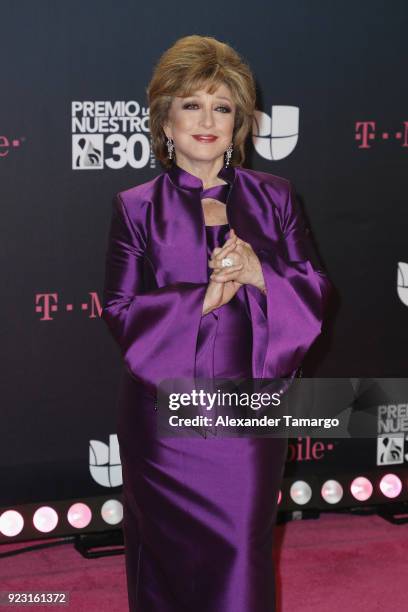 Angelica Maria attends Univision's 30th Edition Of "Premio Lo Nuestro A La Musica Latina" at American Airlines Arena on February 22, 2018 in Miami,...