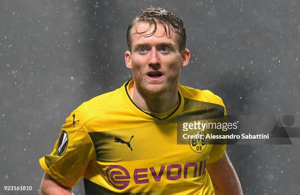 André Schürrle of Borussia Dortmund looks on during UEFA Europa League Round of 32 match between Atalanta and Borussia Dortmund at the Mapei Stadium...