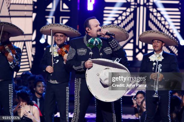 Pepe Aguilar performs during Univision's 30th Edition Of 'Premio Lo Nuestro A La Musica Latina' at American Airlines Arena on February 22, 2018 in...