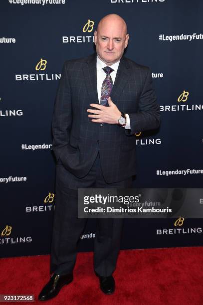 Astronaut Scott Kelly on the red carpet at the "#LEGENDARYFUTURE" Roadshow 2018 New York on February 22, 2018.