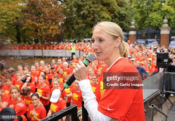 Paula Radcliffe attends a unique women's only 10k run in Victoria Park as part of the Nike+ Human Race 2009, which saw hundreds and thousands of...