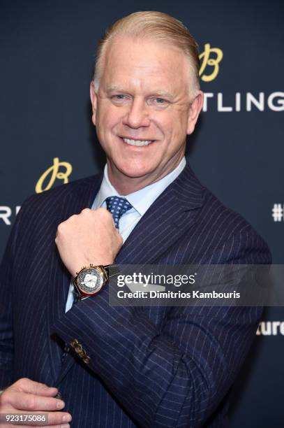 Boomer Esiason on the red carpet at the "#LEGENDARYFUTURE" Roadshow 2018 New York on February 22, 2018.