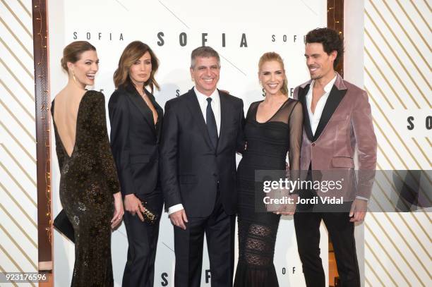 Laura Sanchez, Nieves Alvarez, Jordi Mestre, Judit Masco and Juan Avellaneda attend Sofia Hotel inaguration on February 22, 2018 in Barcelona, Spain.