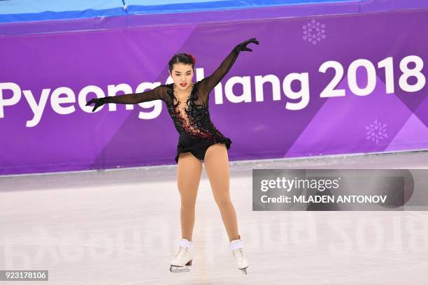 S Karen Chen competes in the women's single skating free skating of the figure skating event during the Pyeongchang 2018 Winter Olympic Games at the...