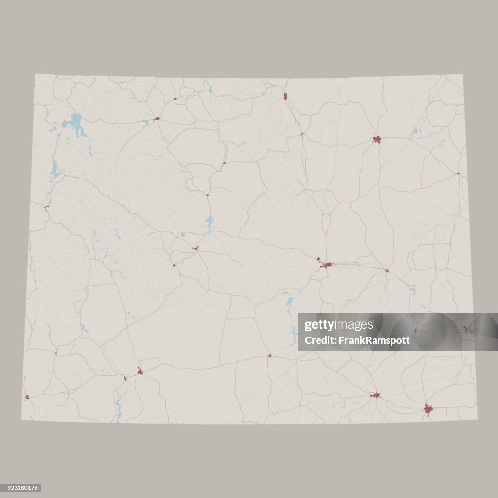 Wyoming USA State Road Map