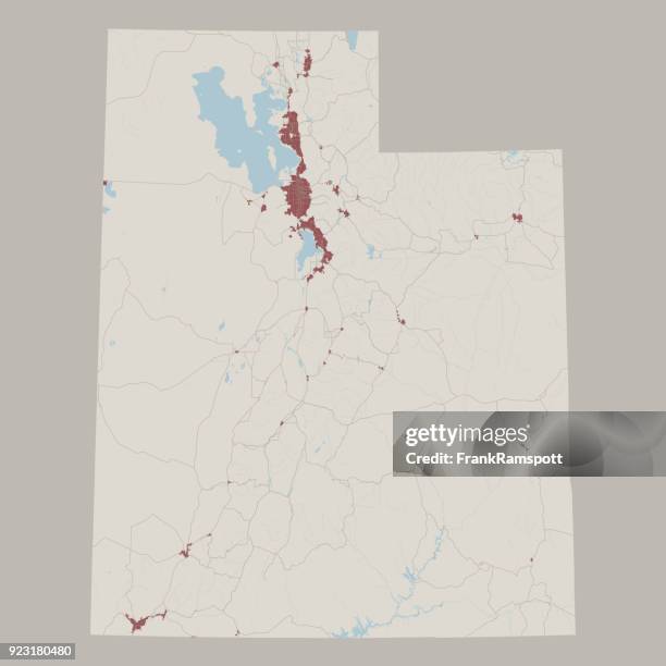 ilustrações, clipart, desenhos animados e ícones de utah eua mapa de estrada estadual - salt lake city