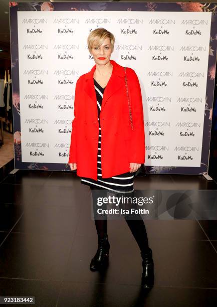 Gesine Cukrowski attends the KaDeWe X Marc Cain Fashion Show Spring/Summer Collection 2018 at KaDeWe on February 22, 2018 in Berlin, Germany.