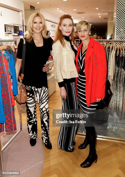 Veronica Ferres, Andrea Sawatzki and Gesine Cukrowski attend the KaDeWe X Marc Cain Fashion Show Spring/Summer Collection 2018 at KaDeWe on February...