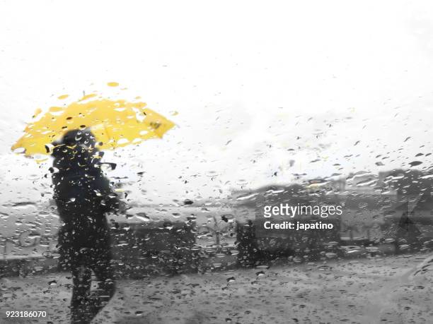 people in the rain - winter weather imagens e fotografias de stock