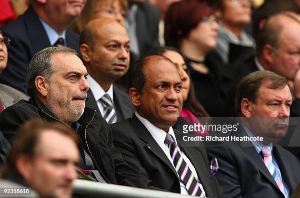 Avram Grant watches from the stands during the Barclays Premier League match between Hull City and Portsmouth at KC Stadium on October 24, 2009 in...