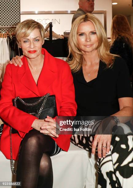 Gesine Cukrowski and Veronica Ferres attend the KaDeWe X Marc Cain Fashion Show Spring/Summer Collection 2018 at KaDeWe on February 22, 2018 in...