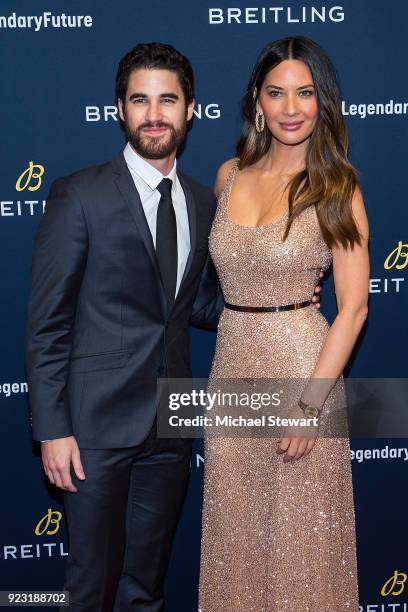 Darren Criss and Olivia Munn attend Breitling Celebrates The North American Stopover of its Global Roadshow at Duggal Greenhouse on February 22, 2018...