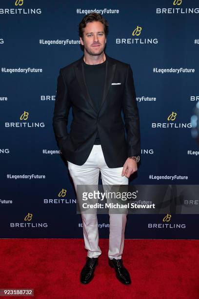 Armie Hammer attends Breitling Celebrates The North American Stopover of its Global Roadshow at Duggal Greenhouse on February 22, 2018 in the...