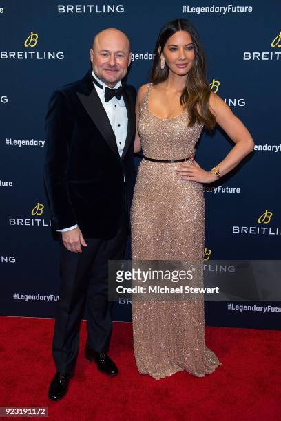 Georges Kern and Olivia Munn attend Breitling Celebrates The North American Stopover of its Global Roadshow at Duggal Greenhouse on February 22, 2018...