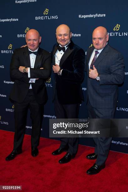 Mark Kelly, Georges Kern and Scott Kelly attend Breitling Celebrates The North American Stopover of its Global Roadshow at Duggal Greenhouse on...