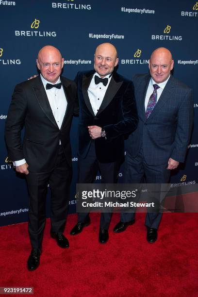 Mark Kelly, Georges Kern and Scott Kelly attend Breitling Celebrates The North American Stopover of its Global Roadshow at Duggal Greenhouse on...