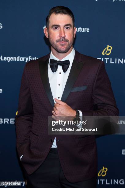 Justin Verlander attends Breitling Celebrates The North American Stopover of its Global Roadshow at Duggal Greenhouse on February 22, 2018 in the...