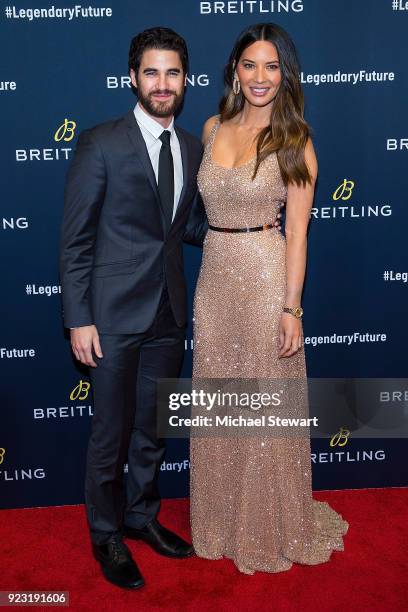 Darren Criss and Olivia Munn attend Breitling Celebrates The North American Stopover of its Global Roadshow at Duggal Greenhouse on February 22, 2018...