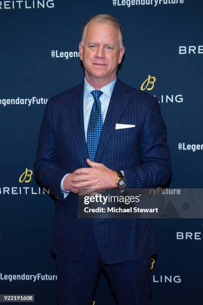 Boomer Esiason attends Breitling Celebrates The North American Stopover of its Global Roadshow at Duggal Greenhouse on February 22, 2018 in the...