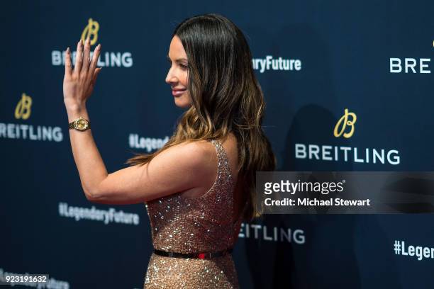 Olivia Munn attends Breitling Celebrates The North American Stopover of its Global Roadshow at Duggal Greenhouse on February 22, 2018 in the Brooklyn...