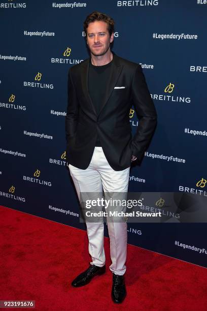 Armie Hammer attends Breitling Celebrates The North American Stopover of its Global Roadshow at Duggal Greenhouse on February 22, 2018 in the...