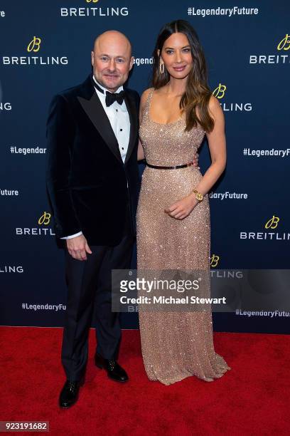 Georges Kern and Olivia Munn attend Breitling Celebrates The North American Stopover of its Global Roadshow at Duggal Greenhouse on February 22, 2018...