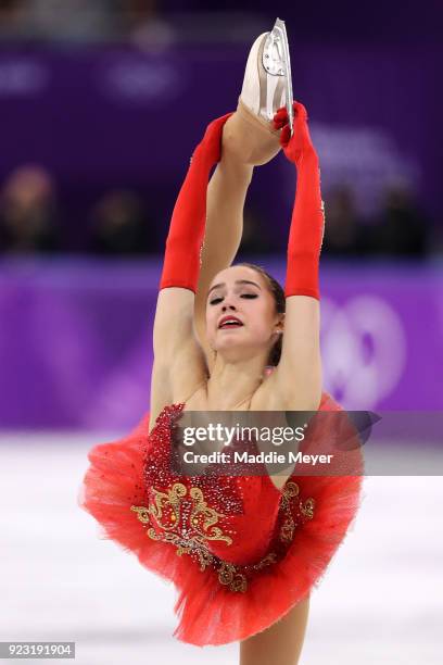 Alina Zagitova of Olympic Athlete from Russia competes during the Ladies Single Skating Free Skating on day fourteen of the PyeongChang 2018 Winter...