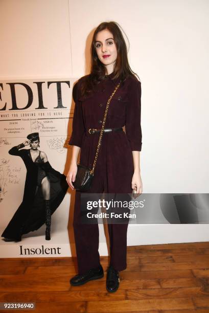 Actress Claire Chust attends Edito Magazine Cocktail at Galerie Joseph on February 22, 2018 in Paris, France.