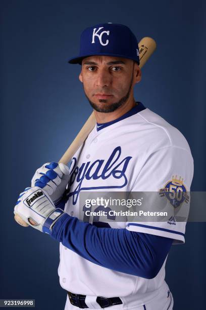 Paulo Orlando of the Kansas City Royals poses for a portrait during photo day at Surprise Stadium on February 22, 2018 in Surprise, Arizona.