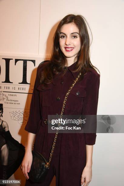 Actress Claire Chust attends Edito Magazine Cocktail at Galerie Joseph on February 22, 2018 in Paris, France.