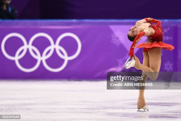 Russia's Alina Zagitova competes in the women's single skating free skating of the figure skating event during the Pyeongchang 2018 Winter Olympic...