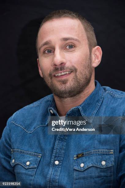 Matthias Schoenaerts at the "Red Sparrow" Press Conference at the Claridges Hotel on February 21, 2018 in London, England.