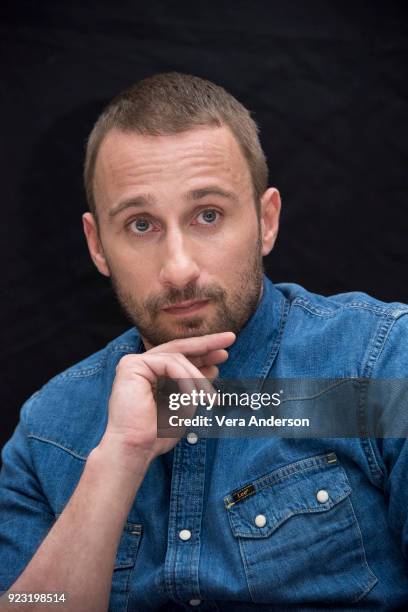 Matthias Schoenaerts at the "Red Sparrow" Press Conference at the Claridges Hotel on February 21, 2018 in London, England.