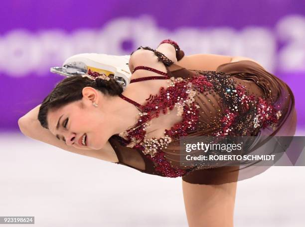 Russia's Evgenia Medvedeva competes in the women's single skating free skating of the figure skating event during the Pyeongchang 2018 Winter Olympic...