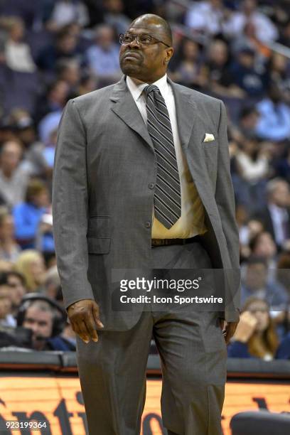Georgetown Hoyas head coach Patrick Ewing in action on February 21 at the Capital One Arena in Washington, DC. The Xavier Musketeers defeated the...