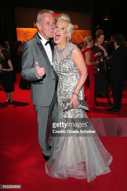 Joerg Wontorra and his girlfriend Susanne Bausch during the Goldene Kamera reception on February 22, 2018 at the Messe Hamburg in Hamburg, Germany.