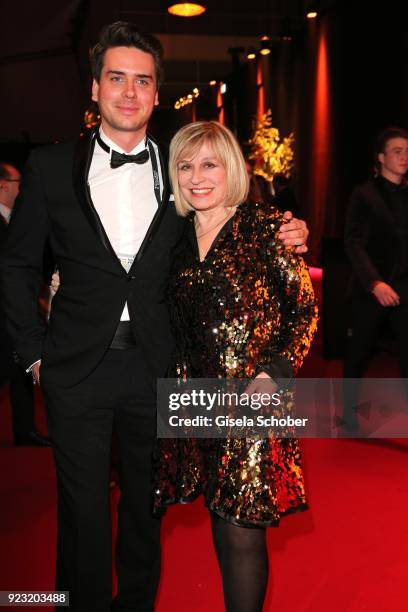 Mary Roos and her son Julian Boehm during the Goldene Kamera reception on February 22, 2018 at the Messe Hamburg in Hamburg, Germany.