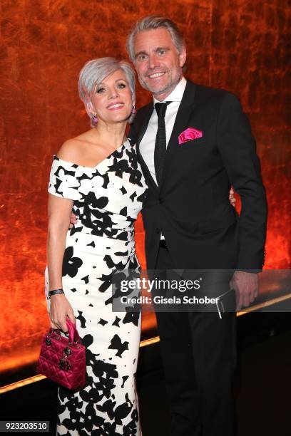 Birgit Schrowange and her boyfriend Frank Spothelfer during the Goldene Kamera reception on February 22, 2018 at the Messe Hamburg in Hamburg,...