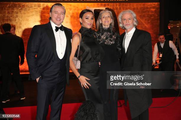 Verona Pooth and her husband Franjo Pooth, Eveline Hall and Hermann Buehlbecker during the Goldene Kamera reception on February 22, 2018 at the Messe...