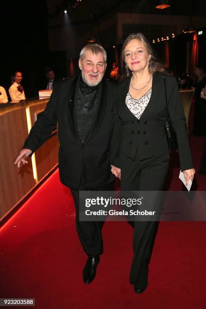 Heinz Hoenig and his girlfriend Gaby Lechner during the Goldene Kamera reception on February 22, 2018 at the Messe Hamburg in Hamburg, Germany.