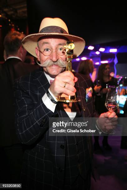 Horst Lichter with award during the Goldene Kamera after show party at Messe Hamburg on February 22, 2018 in Hamburg, Germany.