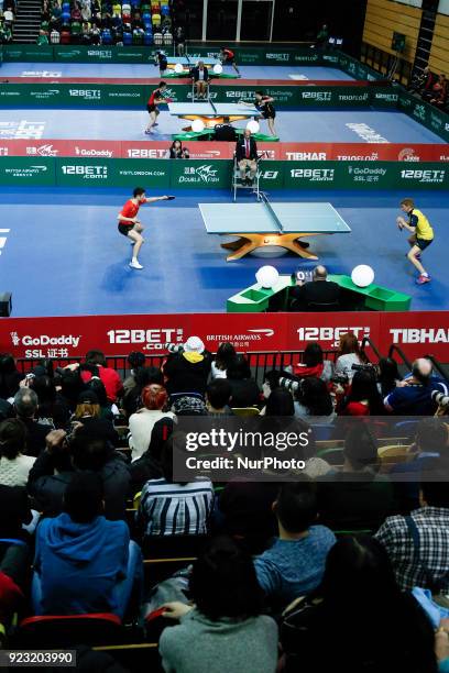 Audience during International Table Tennis Federation Team World Cup match Xin Xu of China and Anton Kallberg of Sweden on the first day of...