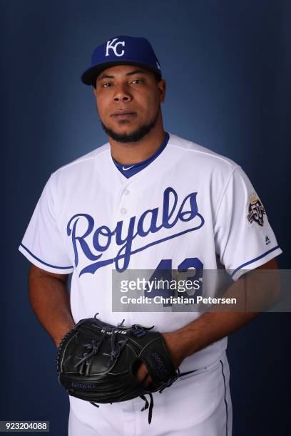 Pitcher Wily Peralta of the Kansas City Royals poses for a portrait during photo day at Surprise Stadium on February 22, 2018 in Surprise, Arizona.