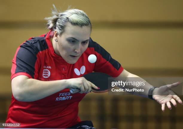 Kelly SIBLEY of England during 2018 International Table Tennis Federation World Cup match between Kelly SIBLEY of England against Was Yam Minnie of...