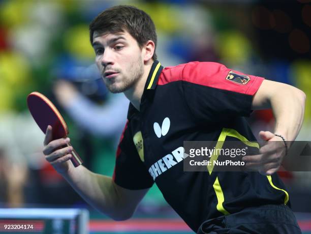 Patrick FRANZISKA of Germany during 2018 International Table Tennis Federation World Cup match between Patrick FRANZISKA of Germany and Ruwen FILUS...