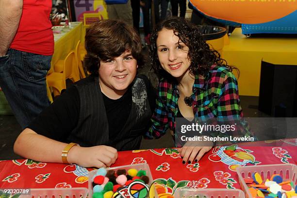 Actors Josh Flitter and Hallie Kate Eisenberg attend the Elizabeth Glaser Pediatric AIDS Foundation "Kids for Kids Family Carnival" at Industria...