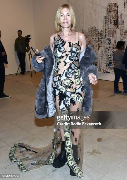 Artist Karen Bystedt poses for portrait at the opening reception for Vhil's "Annihilation" exhibit at Over The Influence on February 22, 2018 in Los...