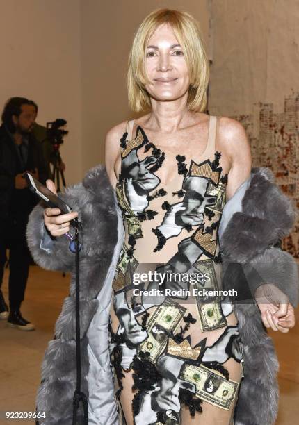 Artist Karen Bystedt poses for portrait at the opening reception for Vhil's "Annihilation" exhibit at Over The Influence on February 22, 2018 in Los...