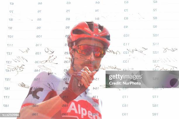 S Alex Dowsett from Team Katusha Alpecin ahead of the second stage, 154km Yas Island Stage, from Yas Mall to Yas Beach. On Thursday, February 22 in...